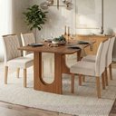Ver imagem 2 de Mesa de Jantar Valentina Mdf com 4 Cadeiras Estofadas Suede Nude Molci