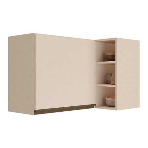 Armário Cozinha Aéreo de Canto com 1 Porta e 3 Nichos 90cm Flex Milano Multimóveis MP2325 Vanilla