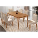 Ver imagem 1 de Conjunto: Mesa Sala Jantar Havana Tampo Curvo 180cm+6 Cadeiras Maldivas Madeira Naturale - Capuccino