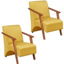 Ver imagem 1 de Kit 2 Poltrona Venus 1 Lugar Braço Madeira Maciça Tecido Suede Unidecor Amarelo