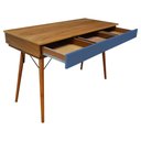 Ver imagem 4 de Escrivaninha 3 Gavetas Mesa de Escritório Pés Palito Madeira MDF Peroba do Campo 78x120x50cm - Azul