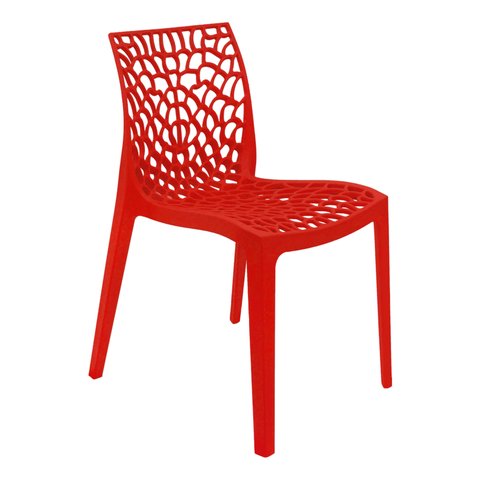 Cadeira Gruvyer Design Cozinha Sala de Estar Jantar Vermelho