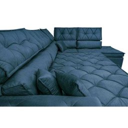 Sofá de Canto Retrátil e Reclinável com Molas Cama Inbox Platinum 3,40x2,36 Tecido Suede Azul - 5
