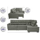 Ver imagem 2 de Sofá de Canto Retrátil e Reclinável com Molas Cama Inbox Platinum 3,40x2,36 Tecido Suede Cinza