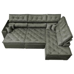 Sofá de Canto Retrátil e Reclinável com Molas Cama Inbox Platinum 3,40x2,36 Tecido Suede Cinza - 6
