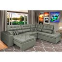 Ver imagem 1 de Sofá de Canto Retrátil e Reclinável com Molas Cama Inbox Platinum 3,40x2,36 Tecido Suede Cinza