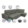 Sofá de Canto Retrátil e Reclinável com Molas Cama Inbox Platinum 3,40x2,36 Tecido Suede Cinza - 4