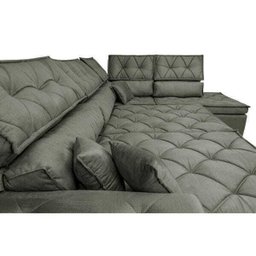 Sofá de Canto Retrátil e Reclinável com Molas Cama Inbox Platinum 3,40x2,36 Tecido Suede Cinza - 5