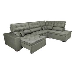 Sofá de Canto Retrátil e Reclinável com Molas Cama Inbox Platinum 3,40x2,36 Tecido Suede Cinza - 7