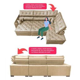 Sofá de Canto Retrátil e Reclinável com Molas Cama Inbox Platinum 3,40x2,36 Tecido Suede Bege - 3
