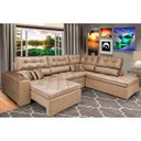 Ver imagem 1 de Sofá de Canto Retrátil e Reclinável com Molas Cama Inbox Platinum 3,40x2,36 Tecido Suede Castor