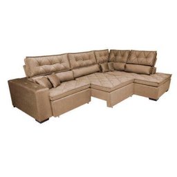 Sofá de Canto Retrátil e Reclinável com Molas Cama Inbox Platinum 3,40x2,36 Tecido Suede Castor - 8