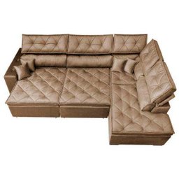 Sofá de Canto Retrátil e Reclinável com Molas Cama Inbox Platinum 3,40x2,36 Tecido Suede Castor - 6