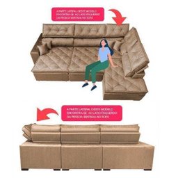 Sofá de Canto Retrátil e Reclinável com Molas Cama Inbox Platinum 3,40x2,36 Tecido Suede Castor - 3