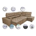Ver imagem 4 de Sofá de Canto Retrátil e Reclinável com Molas Cama Inbox Platinum 3,40x2,36 Tecido Suede Castor