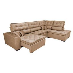 Sofá de Canto Retrátil e Reclinável com Molas Cama Inbox Platinum 3,40x2,36 Tecido Suede Castor - 7