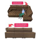 Ver imagem 3 de Sofá de Canto Retrátil e Reclinável com Molas Cama Inbox Platinum 3,40x2,36 Tecido Suede Café