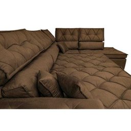 Sofá de Canto Retrátil e Reclinável com Molas Cama Inbox Platinum 3,40x2,36 Tecido Suede Café - 5