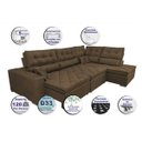 Ver imagem 4 de Sofá de Canto Retrátil e Reclinável com Molas Cama Inbox Platinum 3,40x2,36 Tecido Suede Café