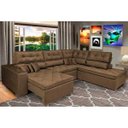 Ver imagem 1 de Sofá de Canto Retrátil e Reclinável com Molas Cama Inbox Platinum 3,40x2,36 Tecido Suede Café