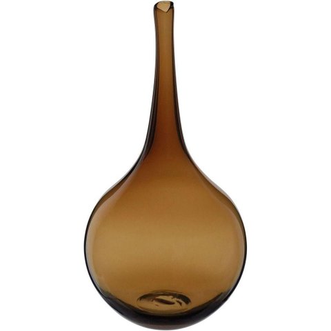 Vaso Decorativo Enfeite Casa Garrafa Home&co Vidro 33x17x17cm Âmbar
