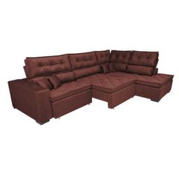 Sofá de Canto Retrátil e Reclinável com Molas Cama Inbox Platinum 3,40x2,36 Tecido Suede Vinho - 8