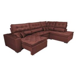 Sofá de Canto Retrátil e Reclinável com Molas Cama Inbox Platinum 3,40x2,36 Tecido Suede Vinho - 7