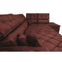 Ver imagem 5 de Sofá de Canto Retrátil e Reclinável com Molas Cama Inbox Platinum 3,40x2,36 Tecido Suede Vinho