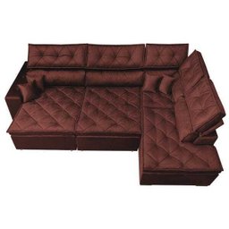 Sofá de Canto Retrátil e Reclinável com Molas Cama Inbox Platinum 3,40x2,36 Tecido Suede Vinho - 6