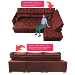 Sofá de Canto Retrátil e Reclinável com Molas Cama Inbox Platinum 3,40x2,36 Tecido Suede Vinho - 3