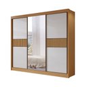 Ver imagem 1 de Guarda-roupa Casal Ripado 3 Portas de Correr com Espelho 100% Mdf Cristal