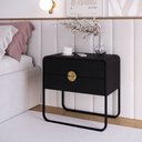 Ver imagem 1 de Mesa de Cabeceira 60cm Luna Orgânica 2 Gavetas Pé Metal - Artesano