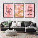 Ver imagem 1 de Kit 3 Quadros Love Faça Mais o Que Você Ama 24x18cm - com vidro:Madeira preta