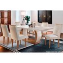 Ver imagem 1 de Conjunto Mesa de Cozinha Jade Tampo Madeirado Canto Reto 180x90cm e 6 Cadeiras Jade Capuccino Suede