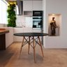 Mesa Redonda de Jantar Eames Eiffel 90cm Preta Base Madeira Maciça - 1