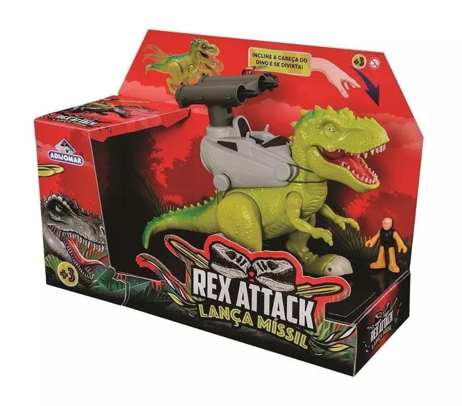Dinossauro Rex Attack - Lança Míssil - Verde - Adijomar - 1