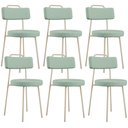Ver imagem 1 de Kit 06 Cadeiras Decorativa Estofada para Sala de Jantar Barcelona Arena L02 Linho Verde Menta - Lyam