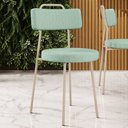 Ver imagem 2 de Kit 06 Cadeiras Decorativa Estofada para Sala de Jantar Barcelona Arena L02 Linho Verde Menta - Lyam