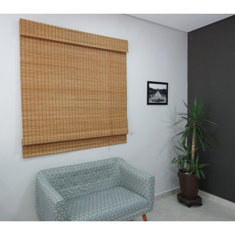 Persiana Romana Bambu Block 160larg X 160alt Natural - Pronta para Instalar