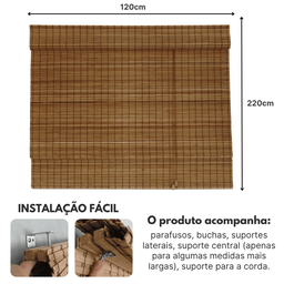 Persiana Romana Bambu Block 120larg X 220alt Natural - 4