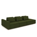 Ver imagem 2 de Sofá Ilha com Encosto e Almofadas Móveis Olimpo 425cm Modulado Linho Verde G45 - Gran Belo