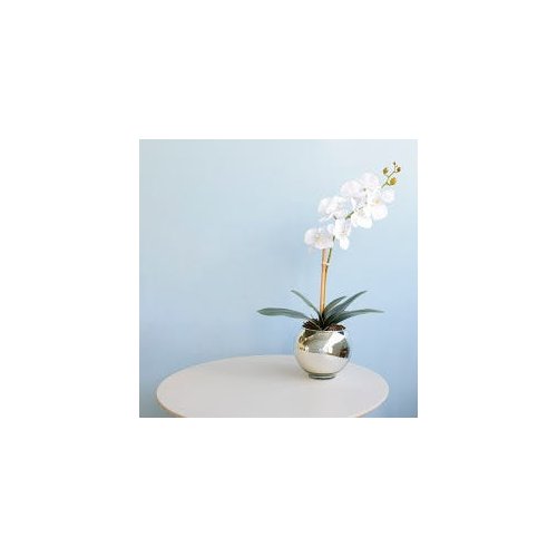 Arranjo de Orquídea Artificial Branca no Vaso Espelhado Pequeno |Linha  Permanente Formosinha | MadeiraMadeira