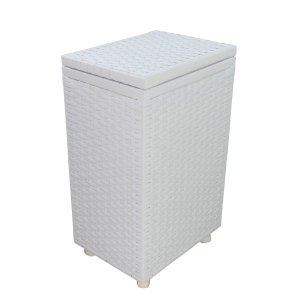 Cesto de Roupa em Fita 26x34x57cm com Rodas Branco