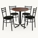 Ver imagem 1 de Mesa de Jantar Redonda 80cm Imbuia com 4 Cadeiras Estofada Preta