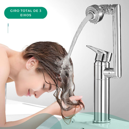 Torneira Banheiro Lavabo Gourmet com Misturador Monocomando Bancada Metal Articulada Cromada Modelo  - 7
