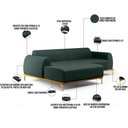 Ver imagem 4 de Sofá 4 Lugares com Chaise Esquerdo Sala Estar Molino 265cm D02 Linho Verde Musgo C-117 - Lyam Decor