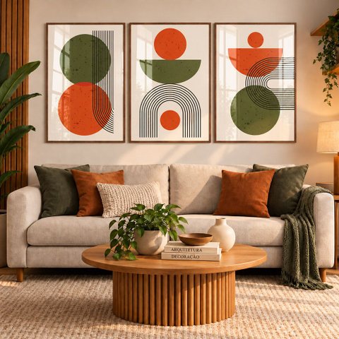 Quadro Decorativo Abstrato Elemento Harmonia Moldura Premium:Moldura Ype/40x60 com Vidro Acrílico