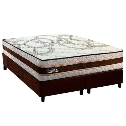 Conjunto Box Queen Colchão Anatômico Paropas Resiste Double Face Ag D45 + Base Crc Suede Brown (