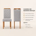 Ver imagem 4 de Conjunto Sala de Jantar 6 Lugares Atenas Mesa e Cadeiras Cristal Madeira Maciça Linho Cinza Prata