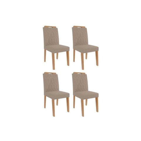 Cadeira Sala de Jantar Paola Wood Kit 4 Un Carvalho/linho Bege - Cimol